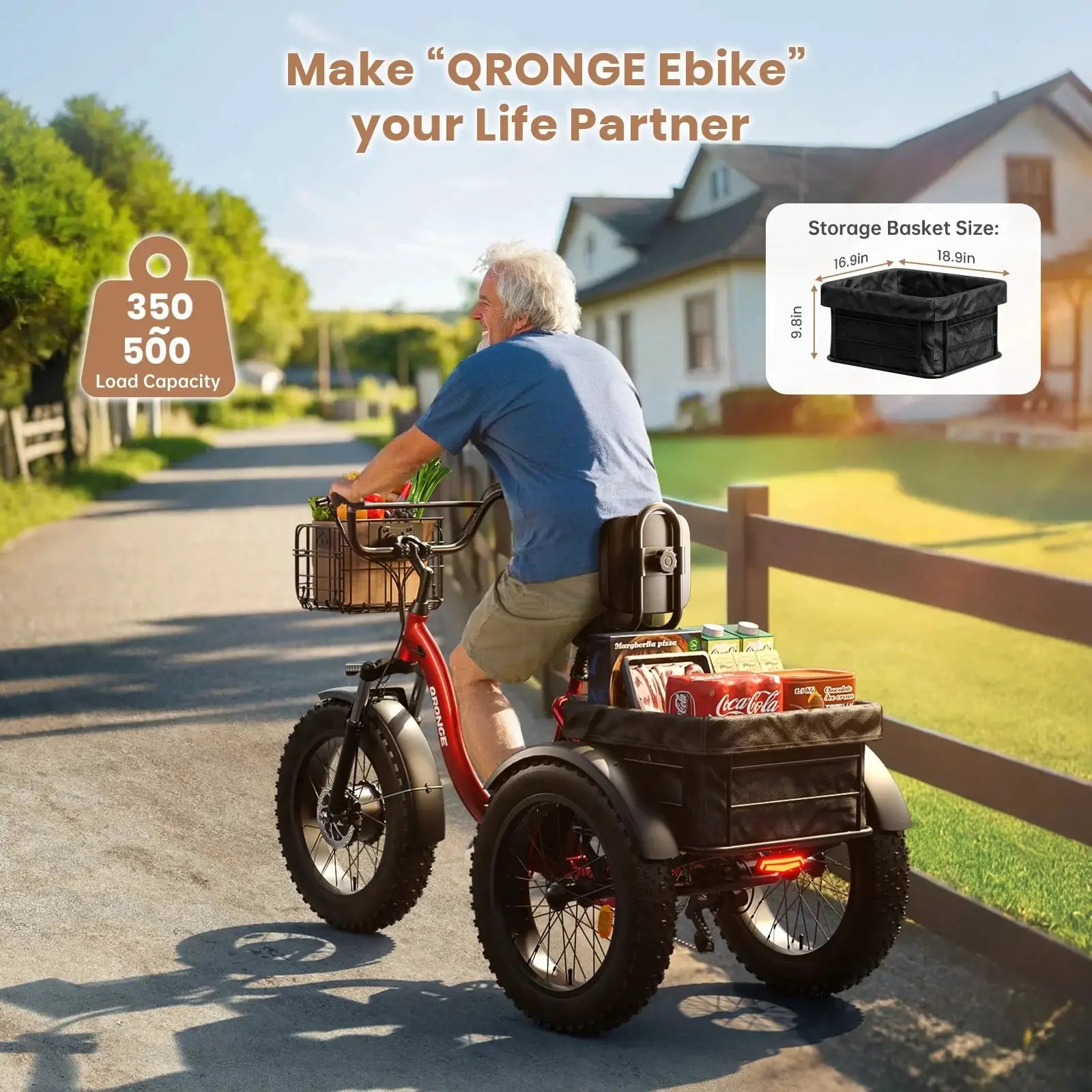 QRONGE Electric Bike for Adults 960W Peak 36V 13.5AH Battery Folding Electric Tricycle 50 Miles Range Fat Tire Electric Trike by Beastly Survival Outlet