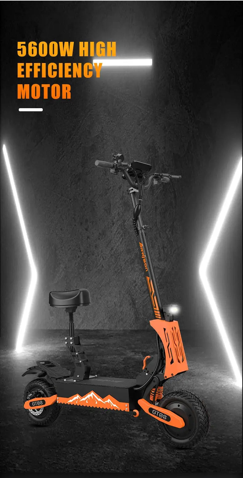 Arwibon GT08 Adult Electric Scooter 5600W Motor Top Speed 46MPH, 60V27AH, 11 Inch Off-Road Tires Sport Commuter Folding EScooter by Beastly Survival Outlet