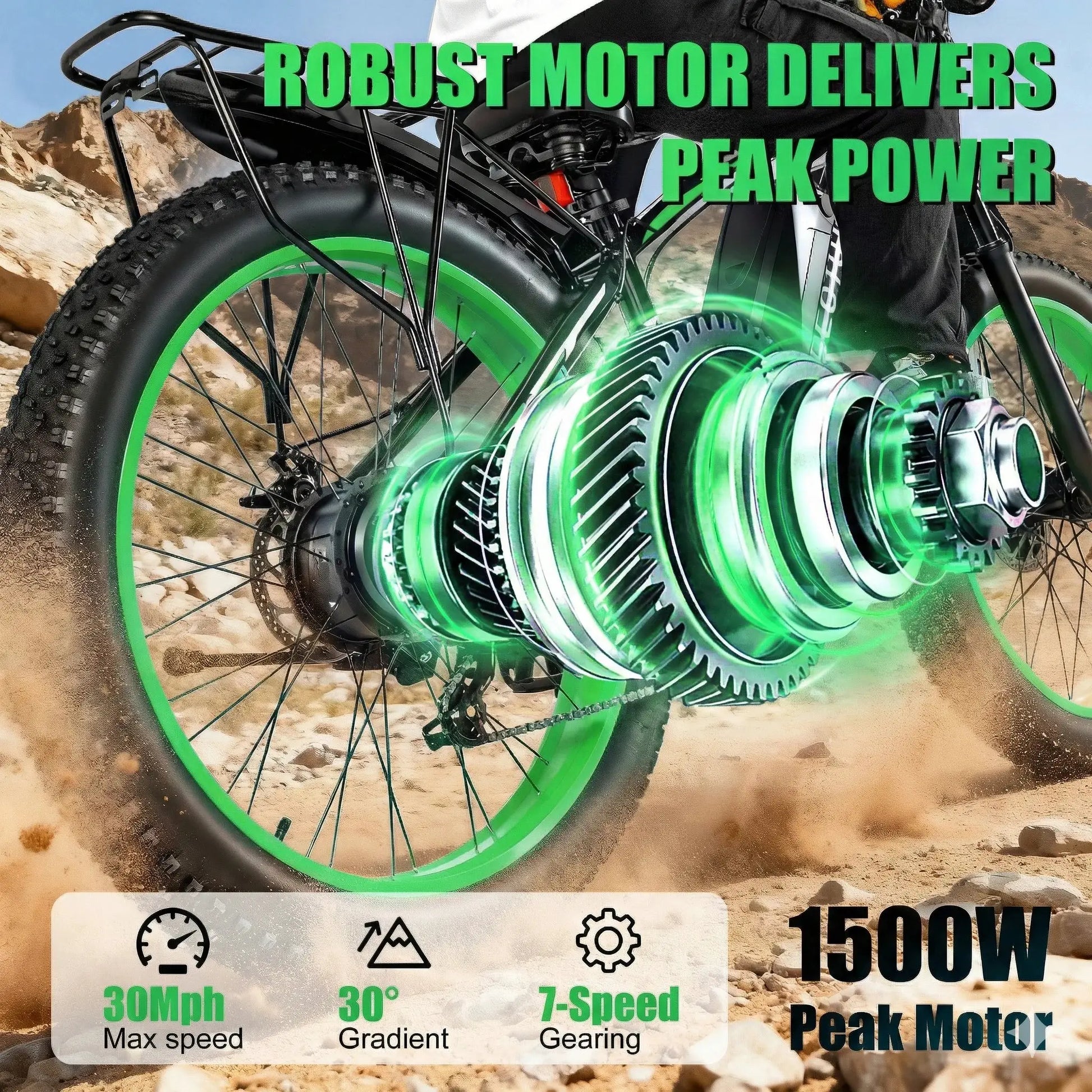 26" Fat Tire Electric Bike for Adults 48V 20Ah Battery 1000W Motor (Peak 1500W) 25-30MPH Fast Mountain Ebike Snow Beach Bicycle by Beastly Survival Outlet