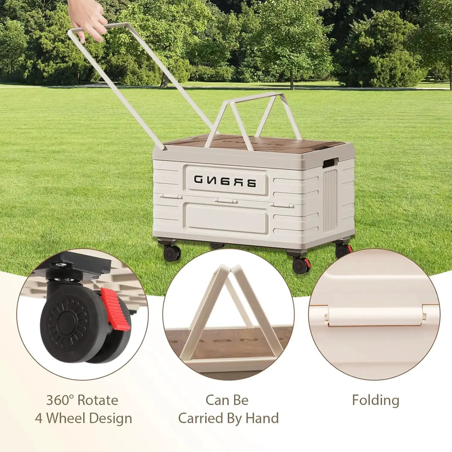 360° Rotating Foldable Storage Cart – Heavy-Duty Mobile Organizer with 4 Silent Wheels, Multi-Functional CampingStorage by Beastly Survival Outlet