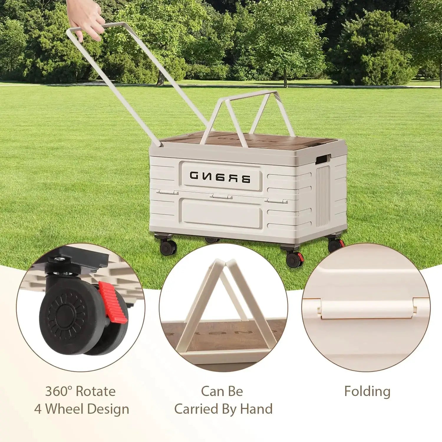 360° Rotating Foldable Storage Cart – Heavy-Duty Mobile Organizer with 4 Silent Wheels, Multi-Functional CampingStorage by Beastly Survival Outlet