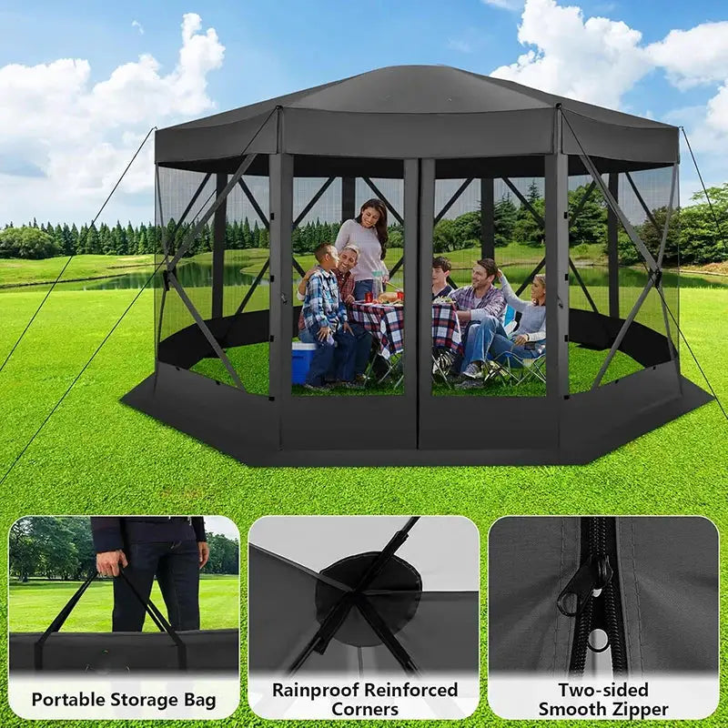15x15ft Outdoor Tent Extra Large Pop-Up Gazebo Canopy Tent With Mosquito Netting Screened Shelter Pavilion With Ground Stakes by Beastly Survival Outlet