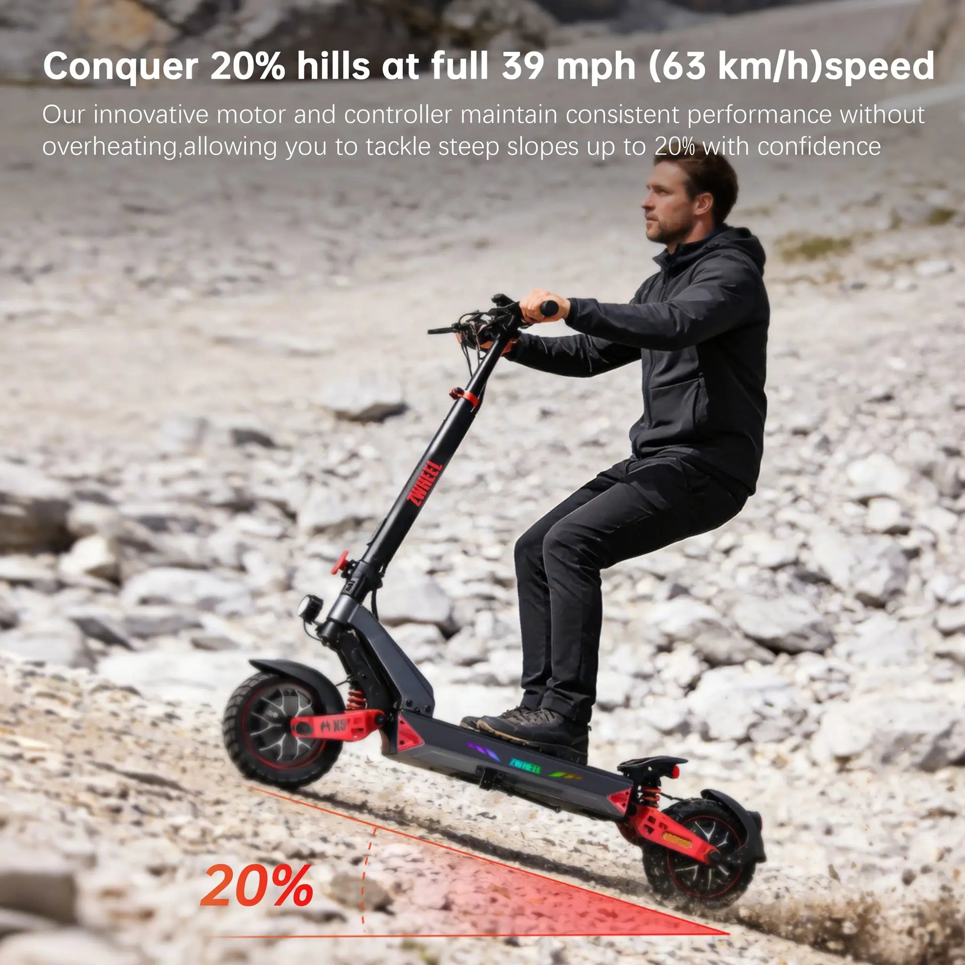 ZWHEEL D3 Dual Motors Electric Scooter 2400W All-wheel Drive Max Speed 39 MPH Max Range 50 Miles 960Wh Battery 1000 Cycles Bluetooth Locking and Unlocking Anti-theft Protection TUYA Smart APP 10''Off-Road Tires Low Noise Perf by Beastly Survival Outlet