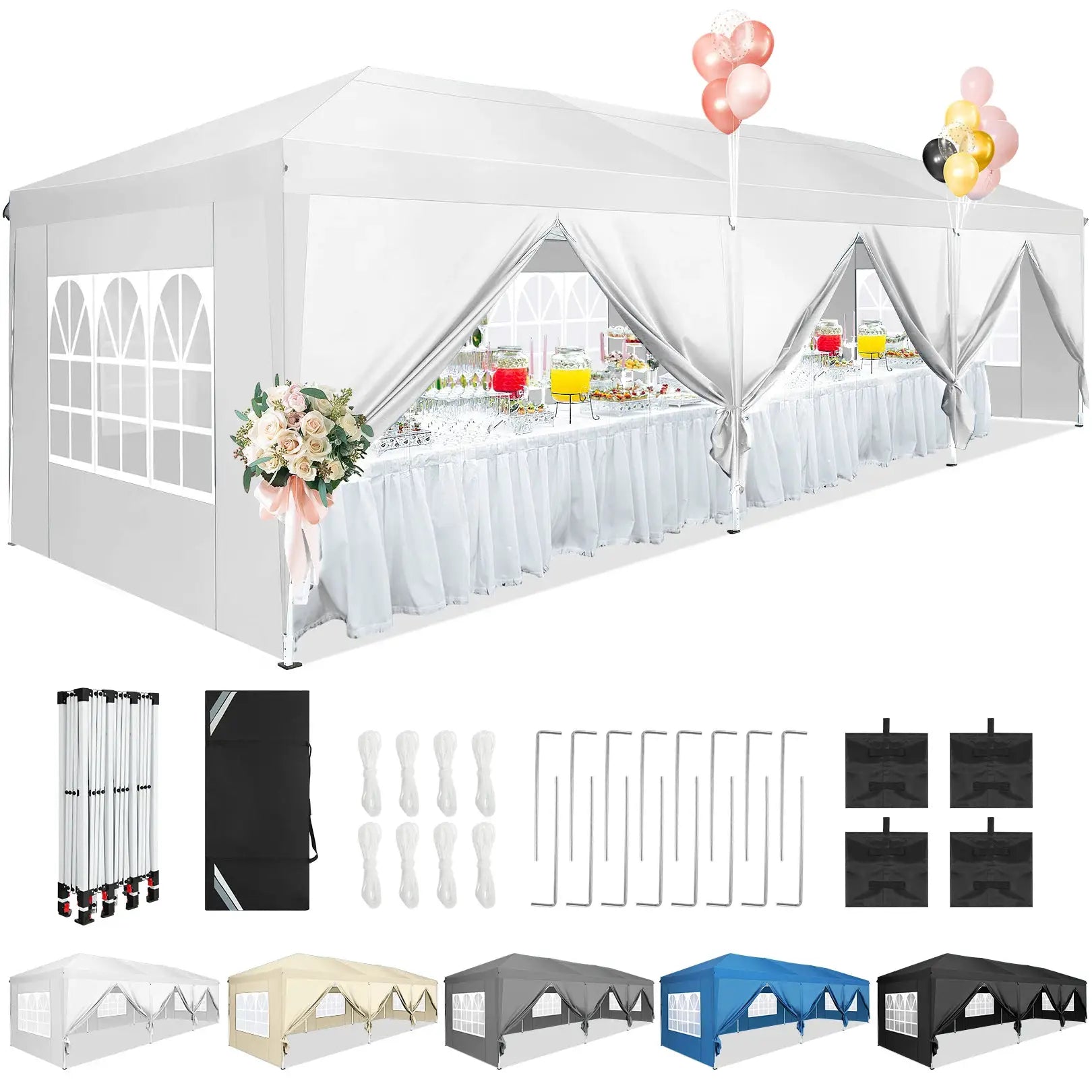 10x30ft Pop Up Canopy Tent with 8 Sidewalls Tents for Party Waterproof Camping Canopy,Outdoor Portable Gazebo for Backyard by Beastly Survival Outlet