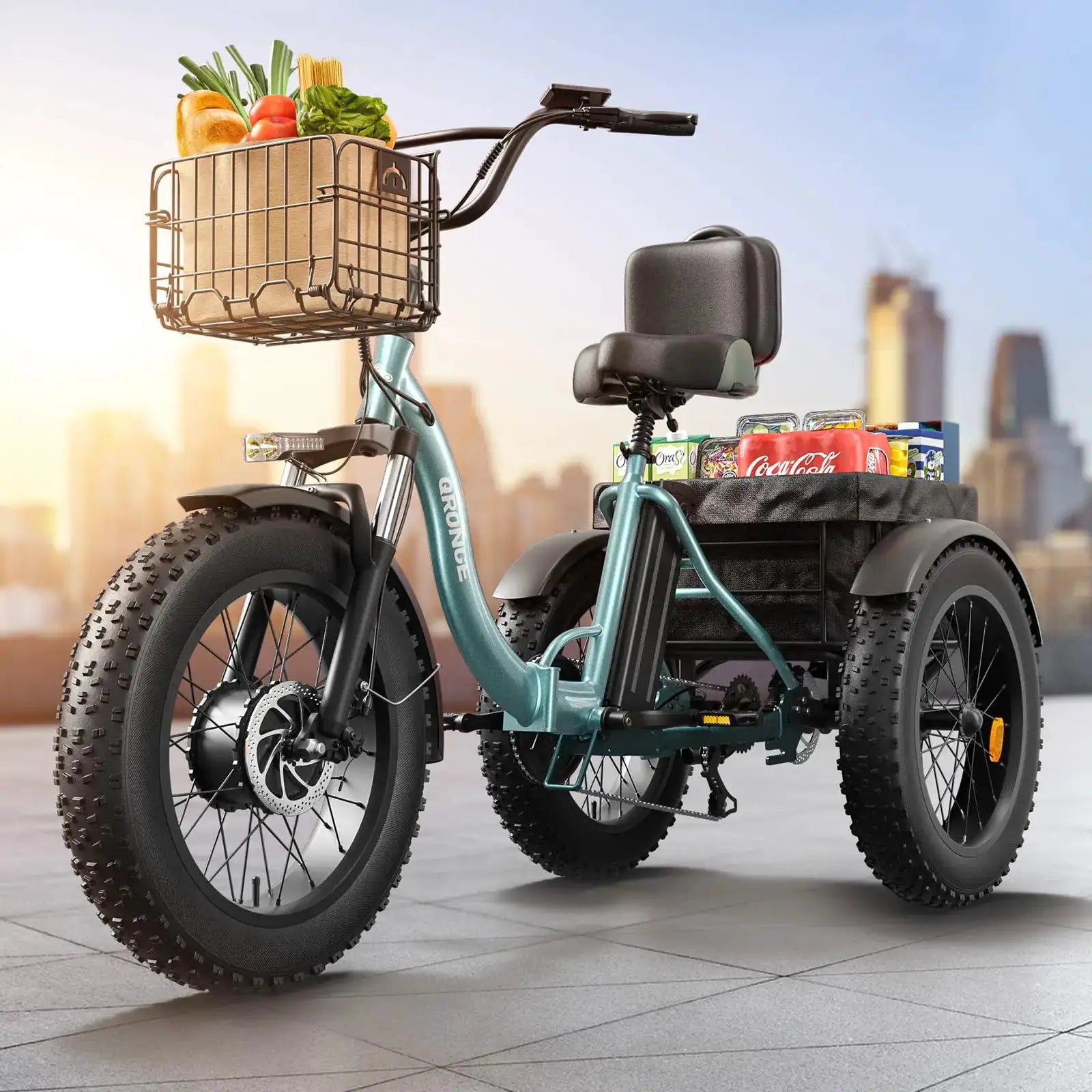 QRONGE Electric Bike for Adults 960W Peak 36V 13.5AH Battery Folding Electric Tricycle 50 Miles Range Fat Tire Electric Trike by Beastly Survival Outlet