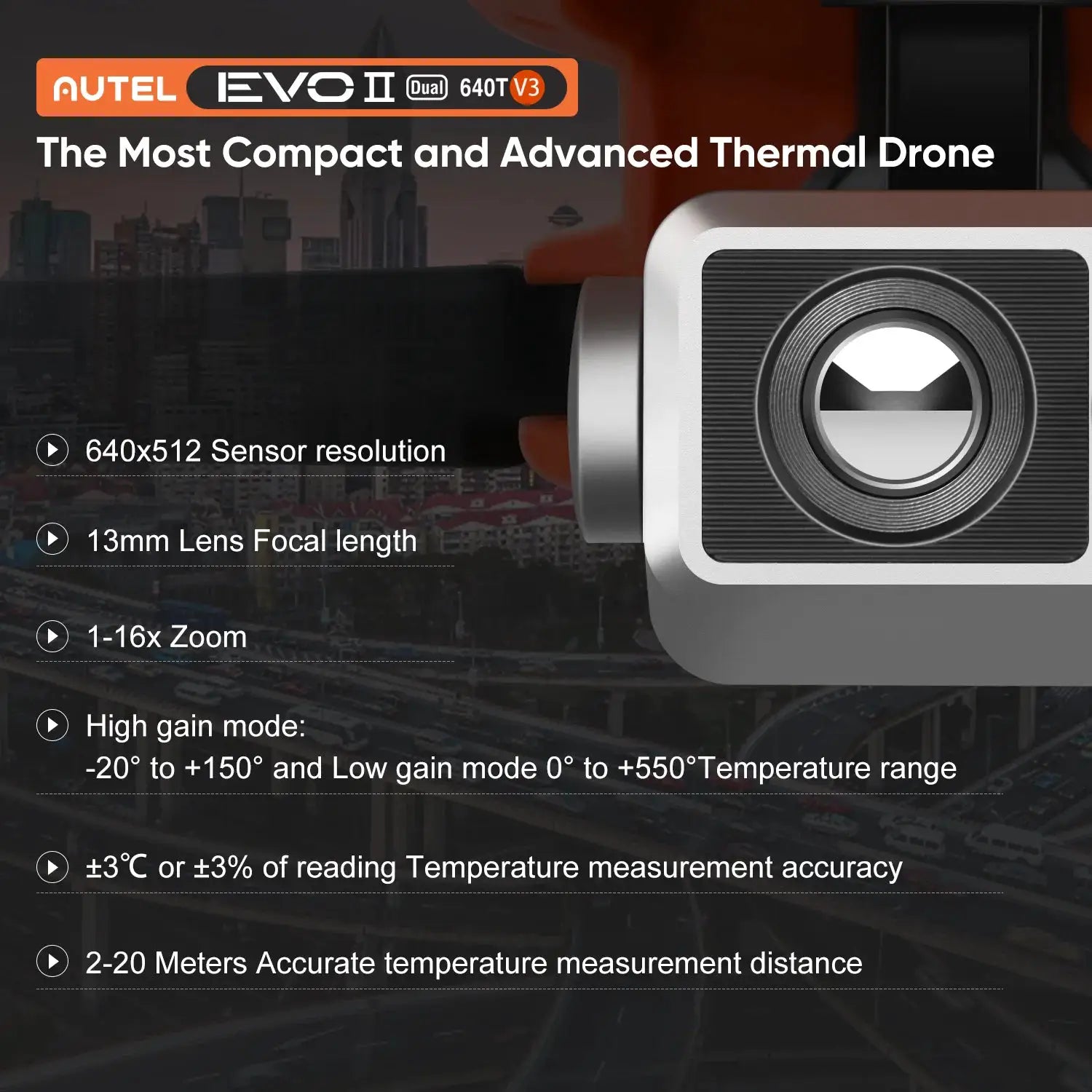 Autel Robotics EVO II Dual 640T V3 Drone 16x Digital Zoom 6K/30fps HDR 6-way binocular vision obstacle avoidance Mapping Surveying Search and Rescue IP43 by Beastly Survival Outlet