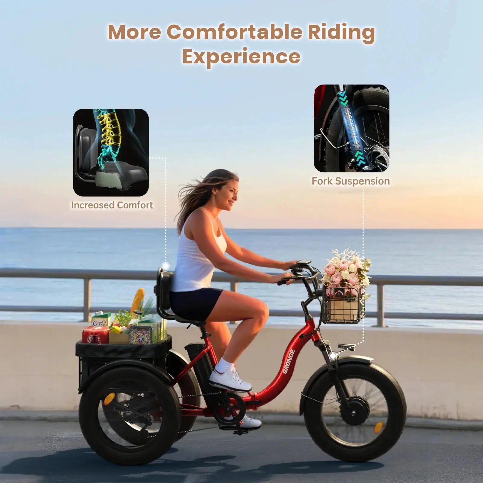 QRONGE Electric Bike for Adults 960W Peak 36V 13.5AH Battery Folding Electric Tricycle 50 Miles Range Fat Tire Electric Trike by Beastly Survival Outlet