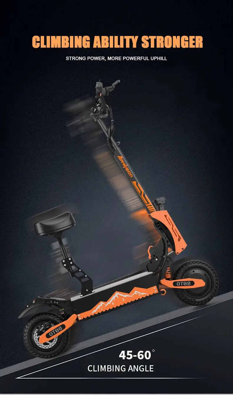 Arwibon GT08 Adult Electric Scooter 5600W Motor Top Speed 46MPH, 60V27AH, 11 Inch Off-Road Tires Sport Commuter Folding EScooter by Beastly Survival Outlet