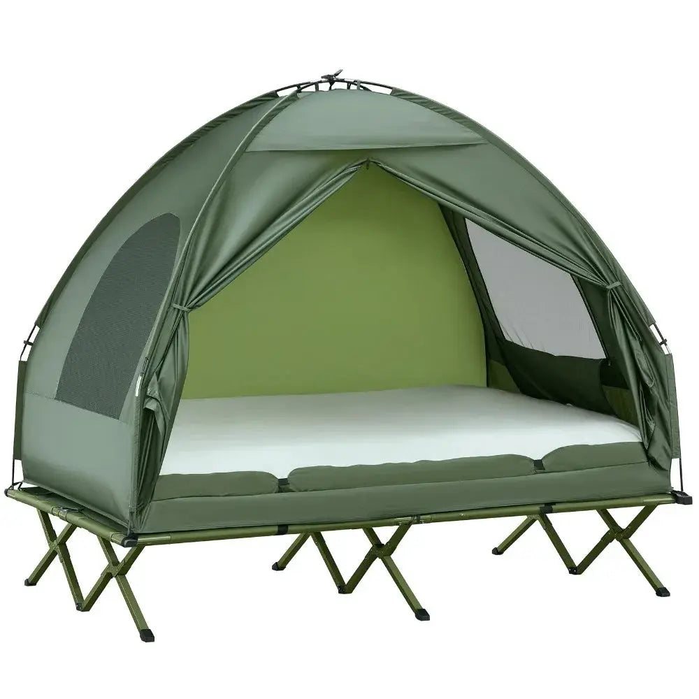 Portable Folding Camp Cot Tent Combo for Two Deluxe Set Pack by Beastly Survival Outlet