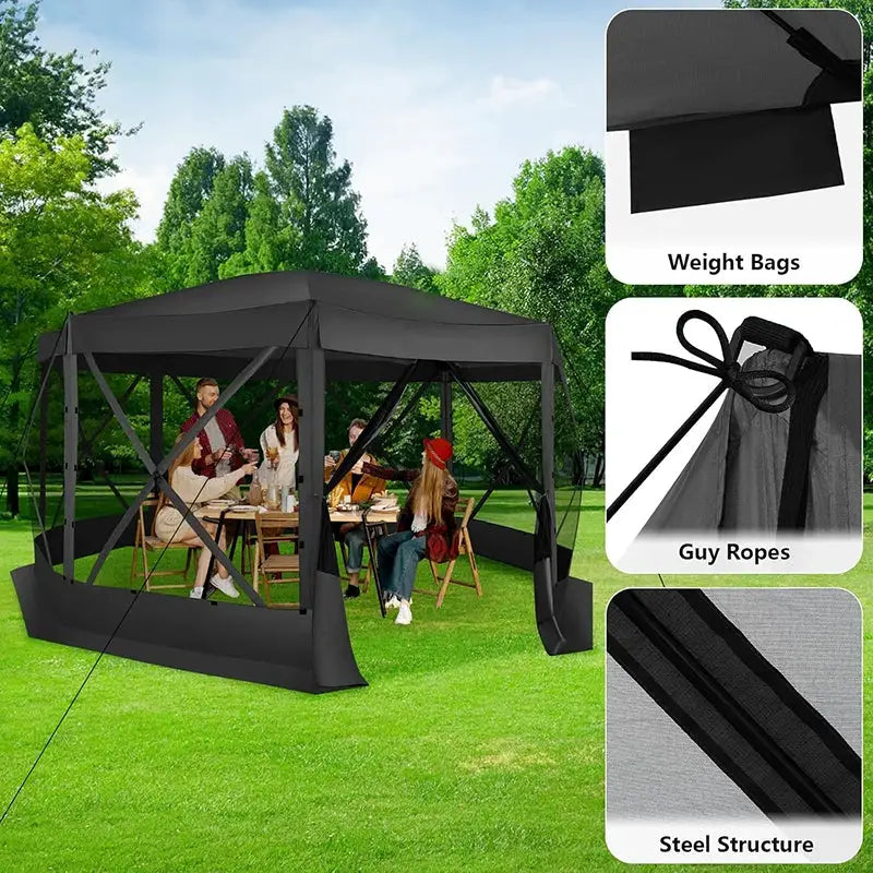 15x15ft Outdoor Tent Extra Large Pop-Up Gazebo Canopy Tent With Mosquito Netting Screened Shelter Pavilion With Ground Stakes by Beastly Survival Outlet