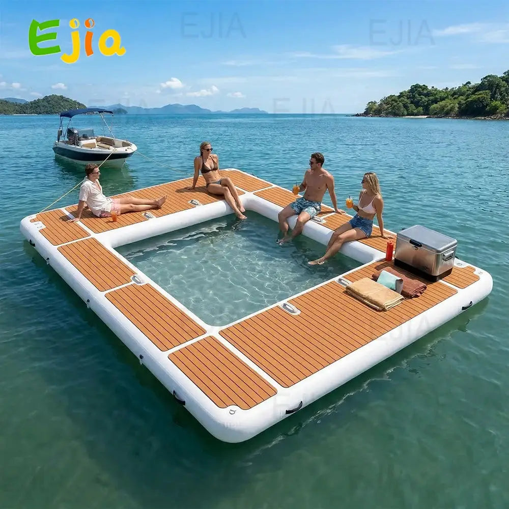 13FT Inflatable Pool Float Platform, Thick PVC Floating Dock with Non-Slip EVA Surface, Inflatable Floating Dock for Yacht/Boat by Beastly Survival Outlet