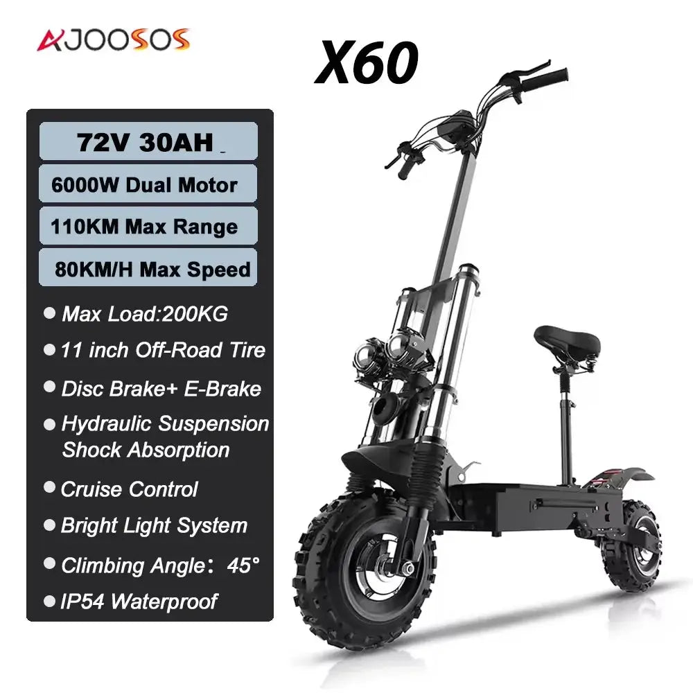 Ajoosos 2400W Dual Motor Electric Scooter Foldable 80kmh Pro by Beastly Survival Outlet