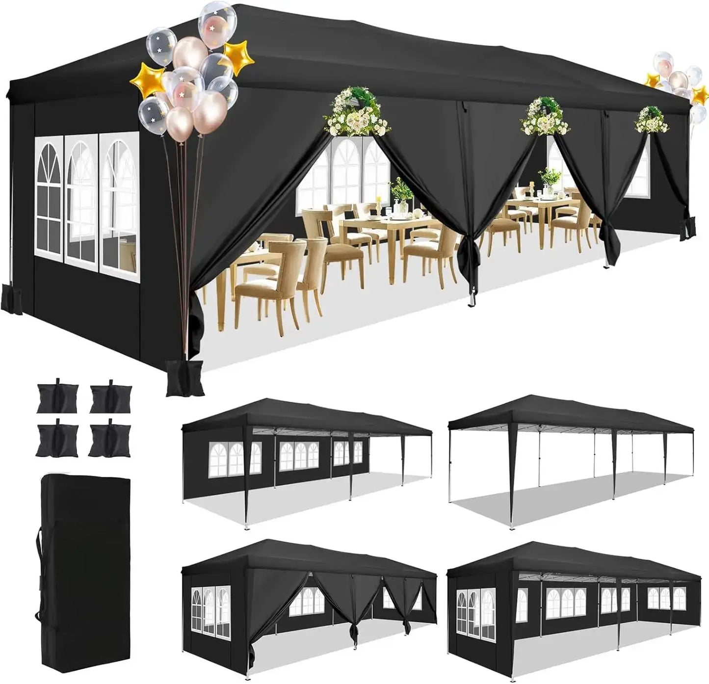 10x30ft Pop Up Canopy Tent with 8 Sidewalls Tents for Party Waterproof Camping Canopy,Outdoor Portable Gazebo for Backyard by Beastly Survival Outlet