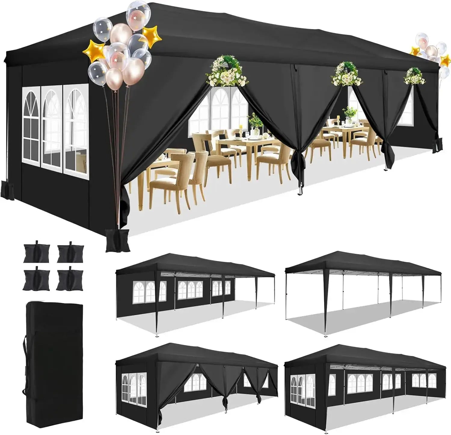 10x30ft Pop Up Canopy Tent with 8 Sidewalls Tents for Party Waterproof Camping Canopy,Outdoor Portable Gazebo for Backyard by Beastly Survival Outlet