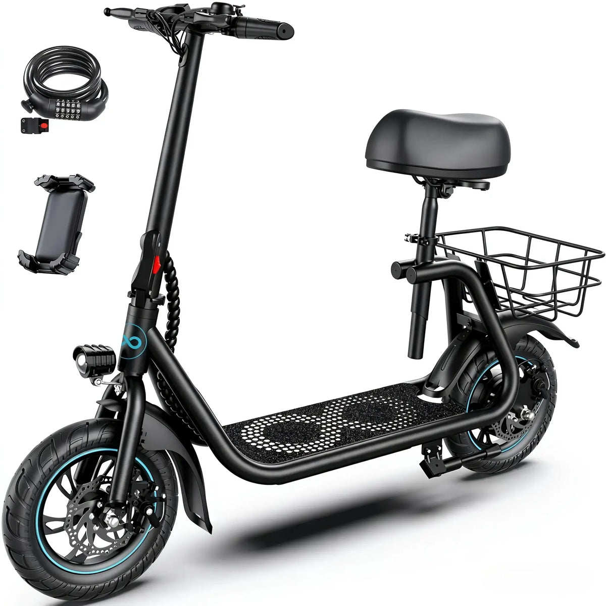 GYROSHOES Adult Electric Scooter – Powerful 450W Motor, 15-Mile Long Range, 12-Inch Stable Tires, Oversized Adjustable Seat + Rear Basket, Included Phone Holder and Password Lock, UL2272 Certified by Beastly Survival Outlet GYROSHOES Adult Electric Scooter – Powerful 450W Motor, 15-Mile Long Range, 12-Inch Stable Tires, Oversized Adjustable Seat + Rear Basket, Included Phone Holder and Password Lock, UL2272 Certified Beastly Survival Outlet
