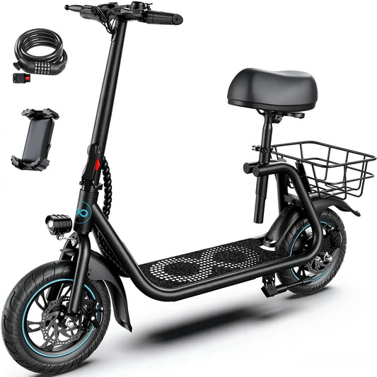 GYROSHOES Adult Electric Scooter – Powerful 450W Motor, 15-Mile Long Range, 12-Inch Stable Tires, Oversized Adjustable Seat + Rear Basket, Included Phone Holder and Password Lock, UL2272 Certified by Beastly Survival Outlet GYROSHOES Adult Electric Scooter – Powerful 450W Motor, 15-Mile Long Range, 12-Inch Stable Tires, Oversized Adjustable Seat + Rear Basket, Included Phone Holder and Password Lock, UL2272 Certified Beastly Survival Outlet