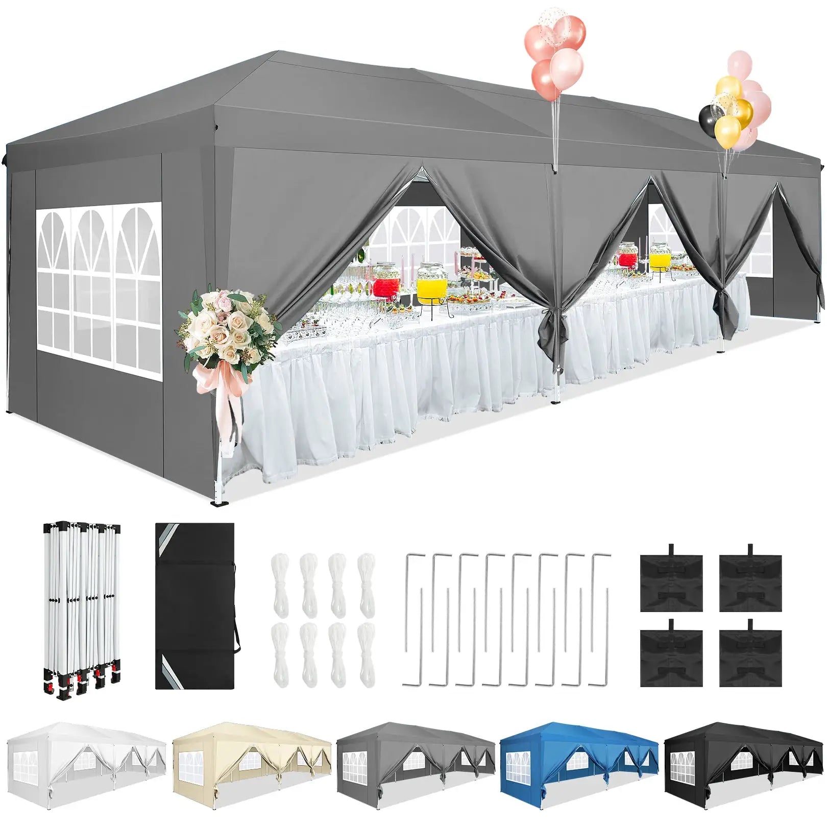 10x30ft Pop Up Canopy Tent with 8 Sidewalls Tents for Party Waterproof Camping Canopy,Outdoor Portable Gazebo for Backyard by Beastly Survival Outlet