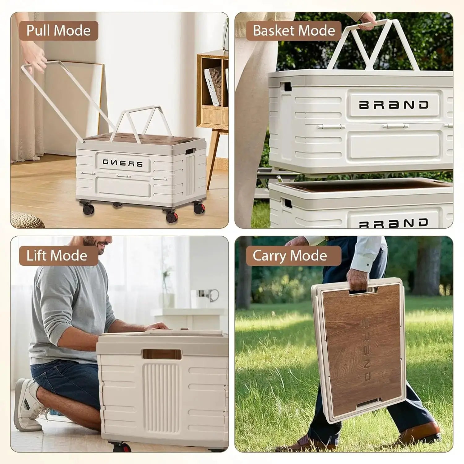 360° Rotating Foldable Storage Cart – Heavy-Duty Mobile Organizer with 4 Silent Wheels, Multi-Functional CampingStorage by Beastly Survival Outlet