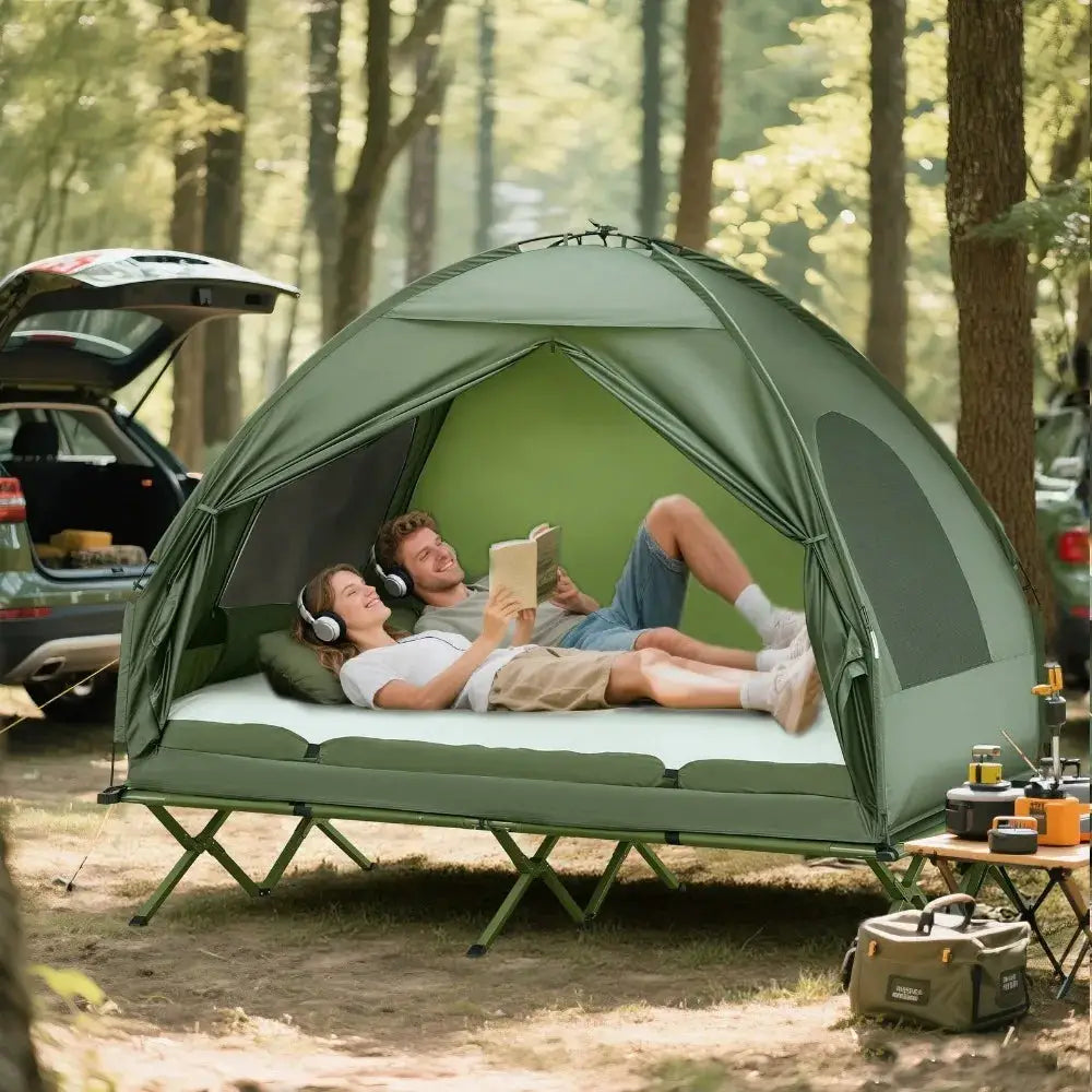 Portable Folding Camp Cot Tent Combo for Two Deluxe Set Pack by Beastly Survival Outlet