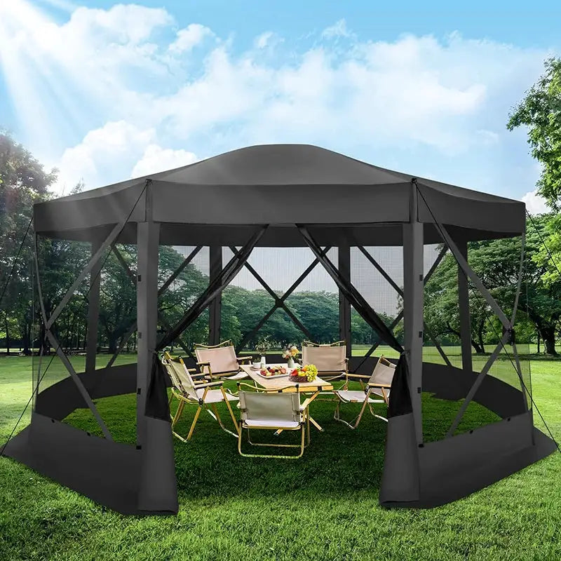 15x15ft Outdoor Tent Extra Large Pop-Up Gazebo Canopy Tent With Mosquito Netting Screened Shelter Pavilion With Ground Stakes by Beastly Survival Outlet