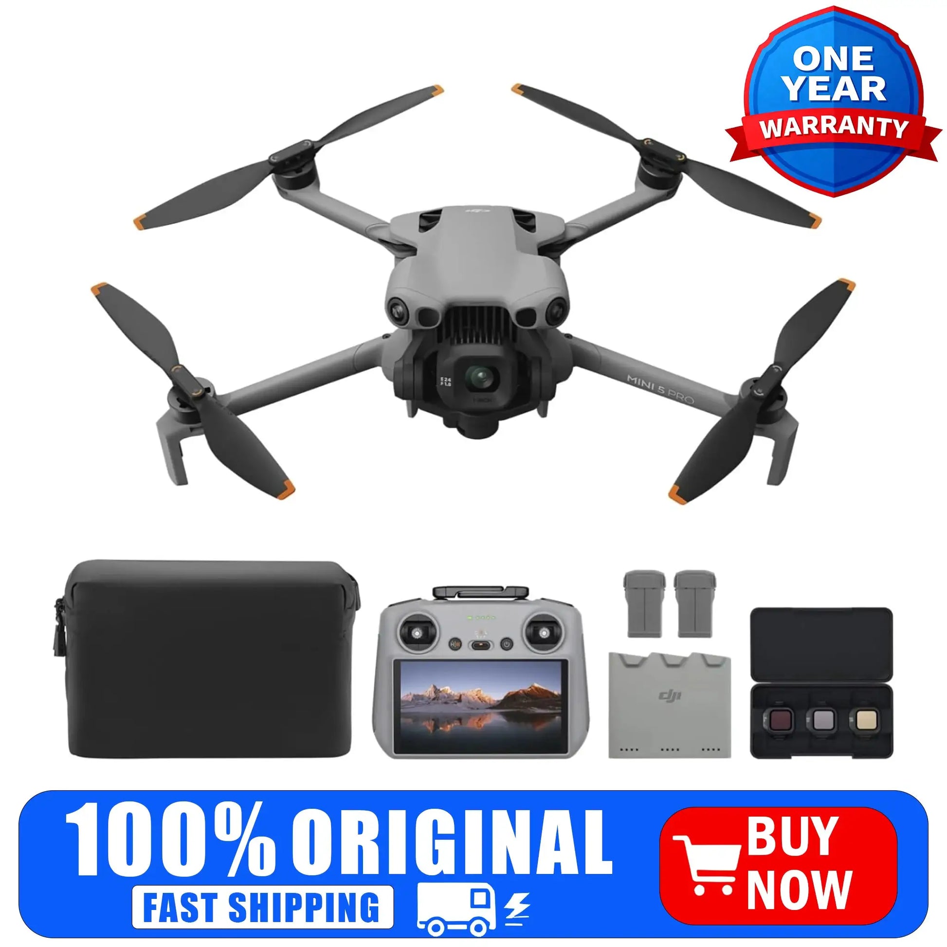 DJI Mini 5 Pro Combo Plus (RC 2 Included), 4K Aerial Camera Drone with 1-Inch CMOS, Omnidirectional Obstacle Sensing, Smart Tracking by Beastly Survival Outlet