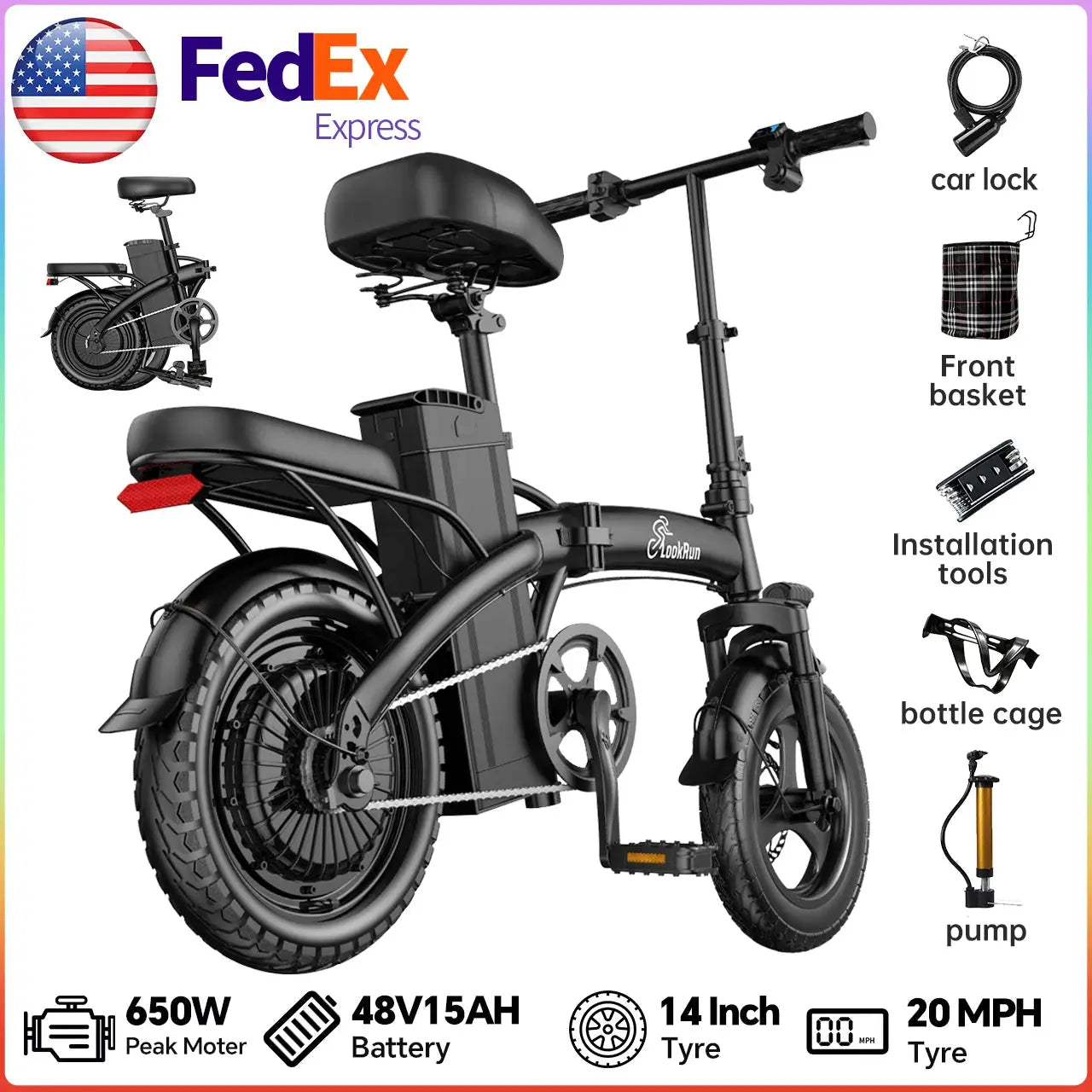 Ebike G11 Foldable Ebike - 650W Motor, 48V15AH Battery, 28 mi Range, Easy & Comfortable for Commuting, Ebikes Electric Bike Seat Dual by Beastly Survival Outlet