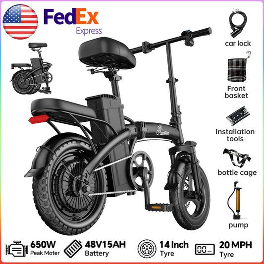 Ebike G11 Foldable Ebike - 650W Motor, 48V15AH Battery, 28 mi Range, Easy & Comfortable for Commuting, Ebikes Electric Bike Seat Dual by Beastly Survival Outlet