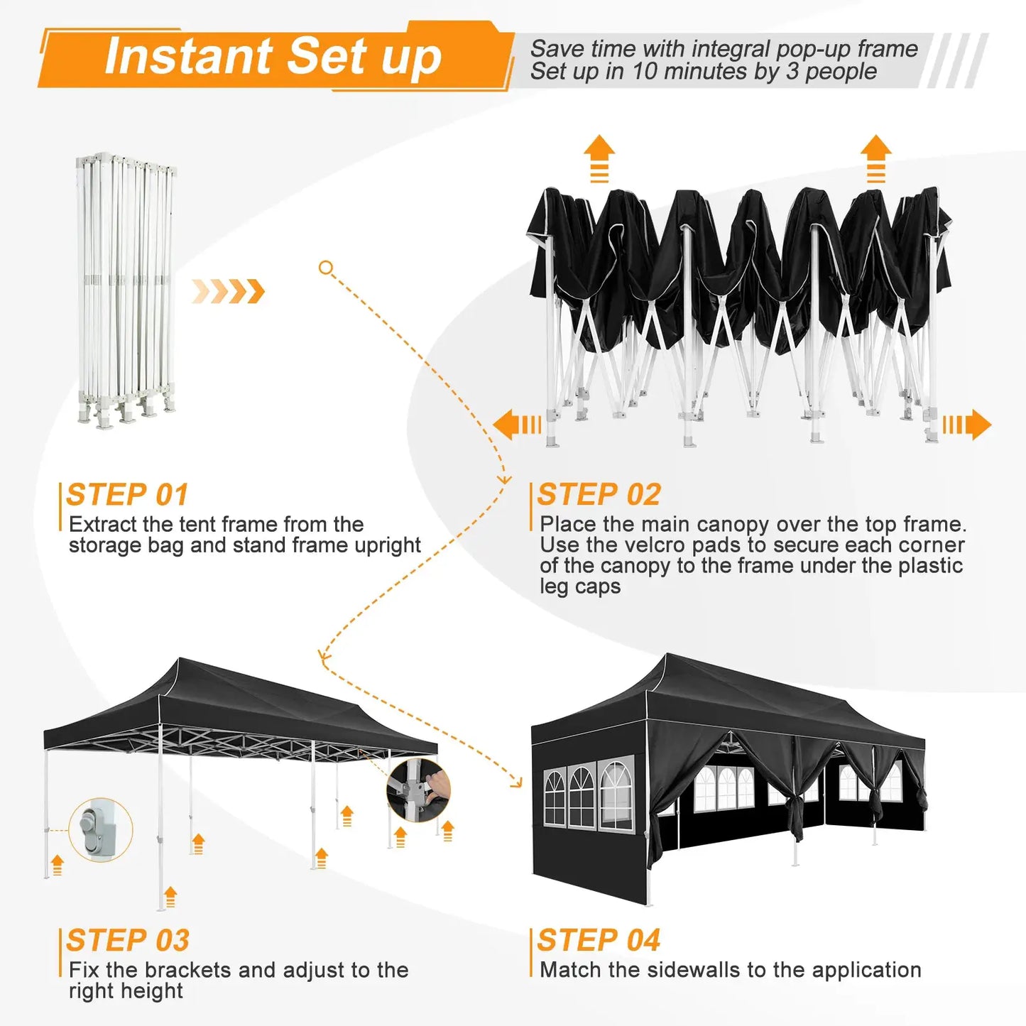 10x30ft Pop Up Canopy Tent Gazebo Heavy Duty Outdoor Events by Beastly Survival Outlet
