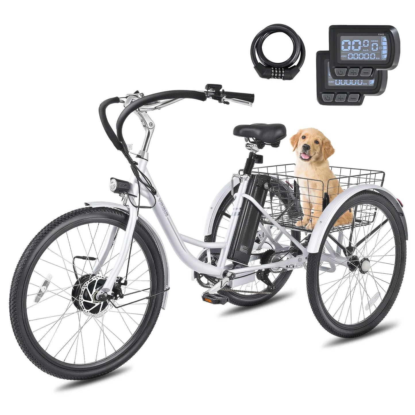 24 Inch 26 Inch Electric Tricycle 7 Speed 350W Motor for Adults