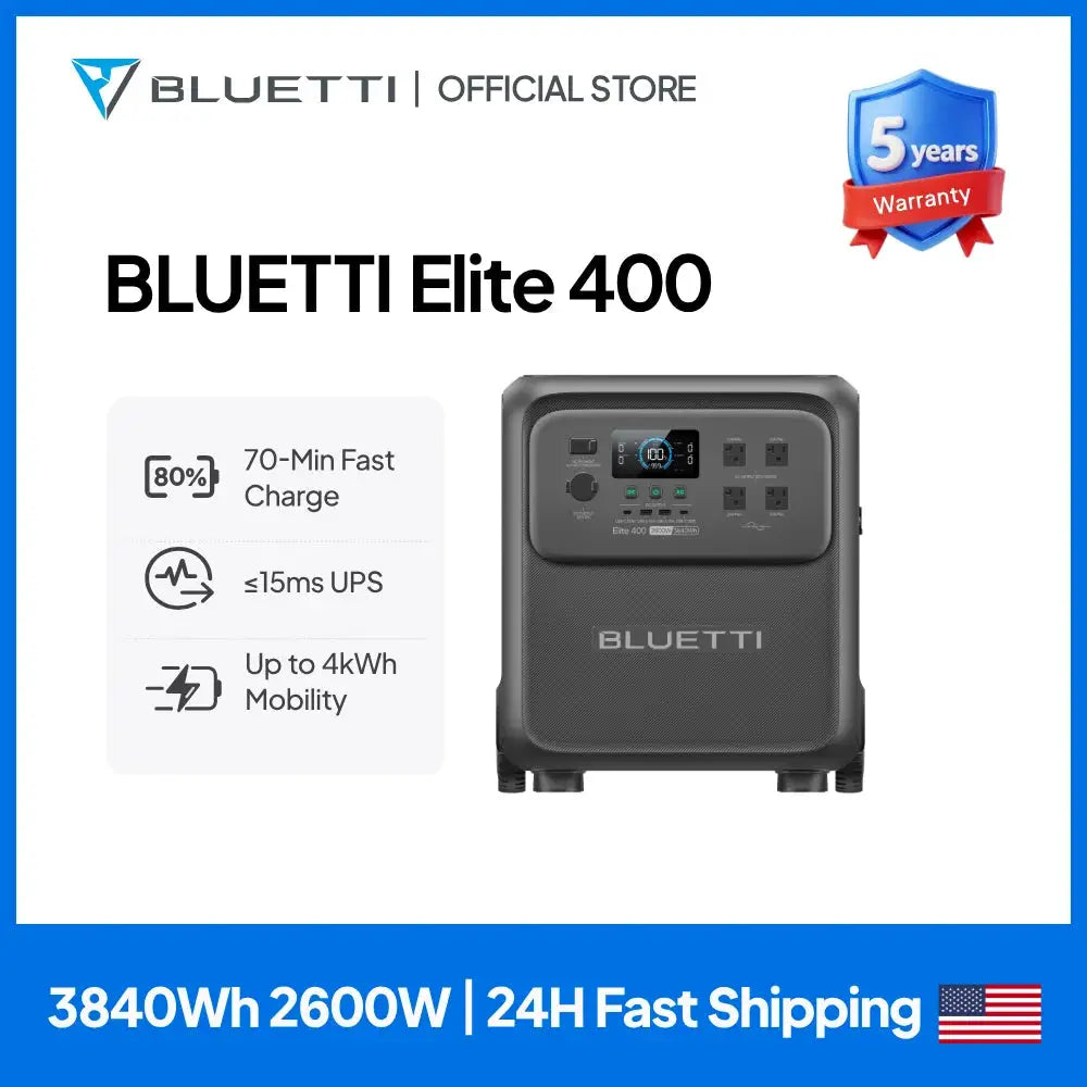 Bluetti 400 Portable Power Station 3840Wh 2600W Solar Backup by Beastly Survival Outlet