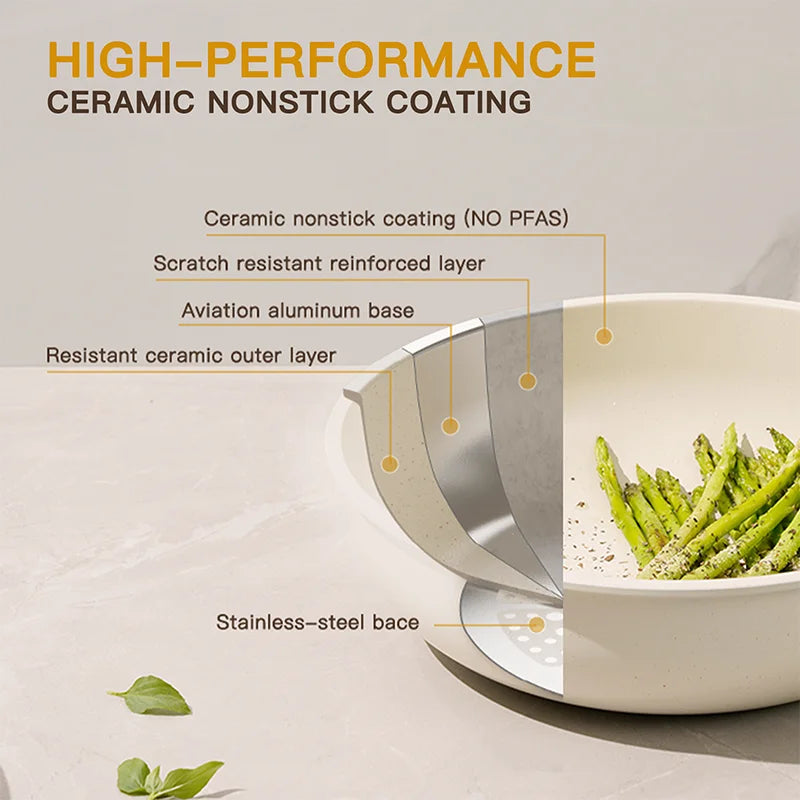 Astercook 21 Piece Non Stick Ceramic Pots and Pans Cookware Set