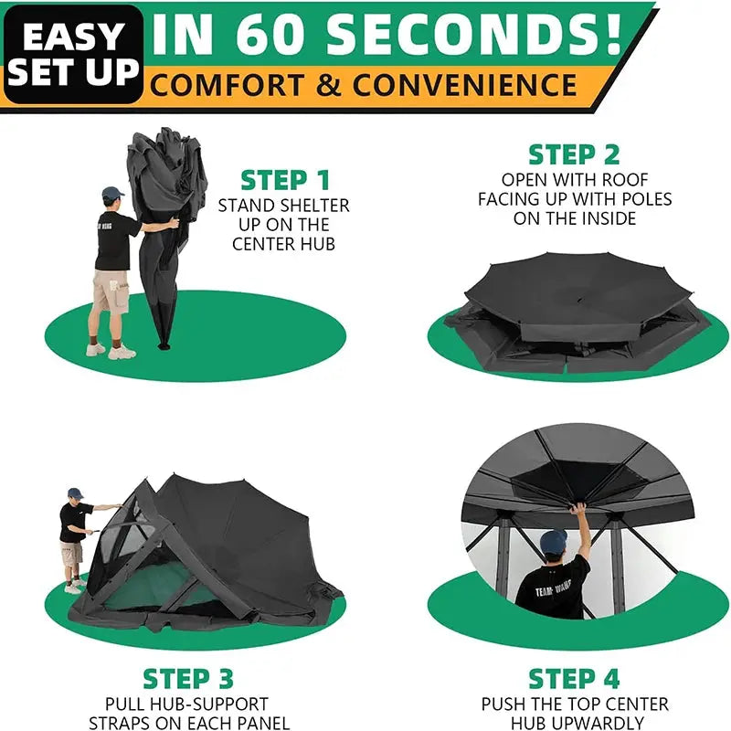 15x15ft Outdoor Tent Extra Large Pop-Up Gazebo Canopy Tent With Mosquito Netting Screened Shelter Pavilion With Ground Stakes by Beastly Survival Outlet