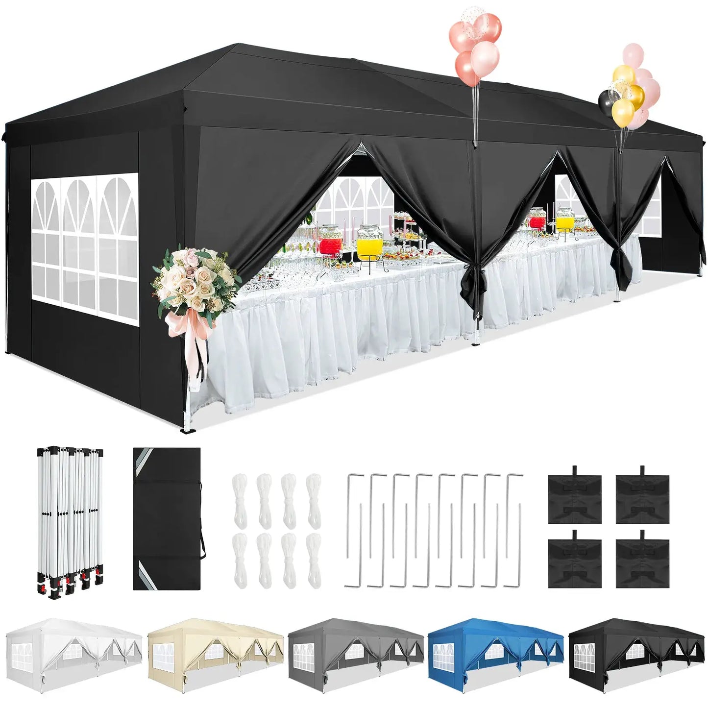 10x30ft Pop Up Canopy Tent with 8 Sidewalls Tents for Party Waterproof Camping Canopy,Outdoor Portable Gazebo for Backyard by Beastly Survival Outlet