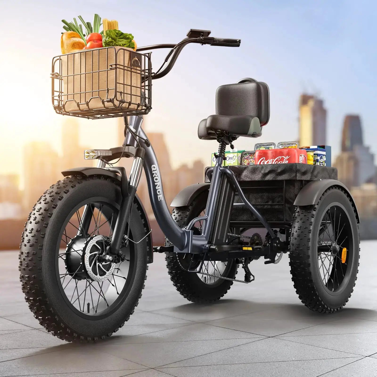 QRONGE Electric Bike for Adults 960W Peak 36V 13.5AH Battery Folding Electric Tricycle 50 Miles Range Fat Tire Electric Trike by Beastly Survival Outlet