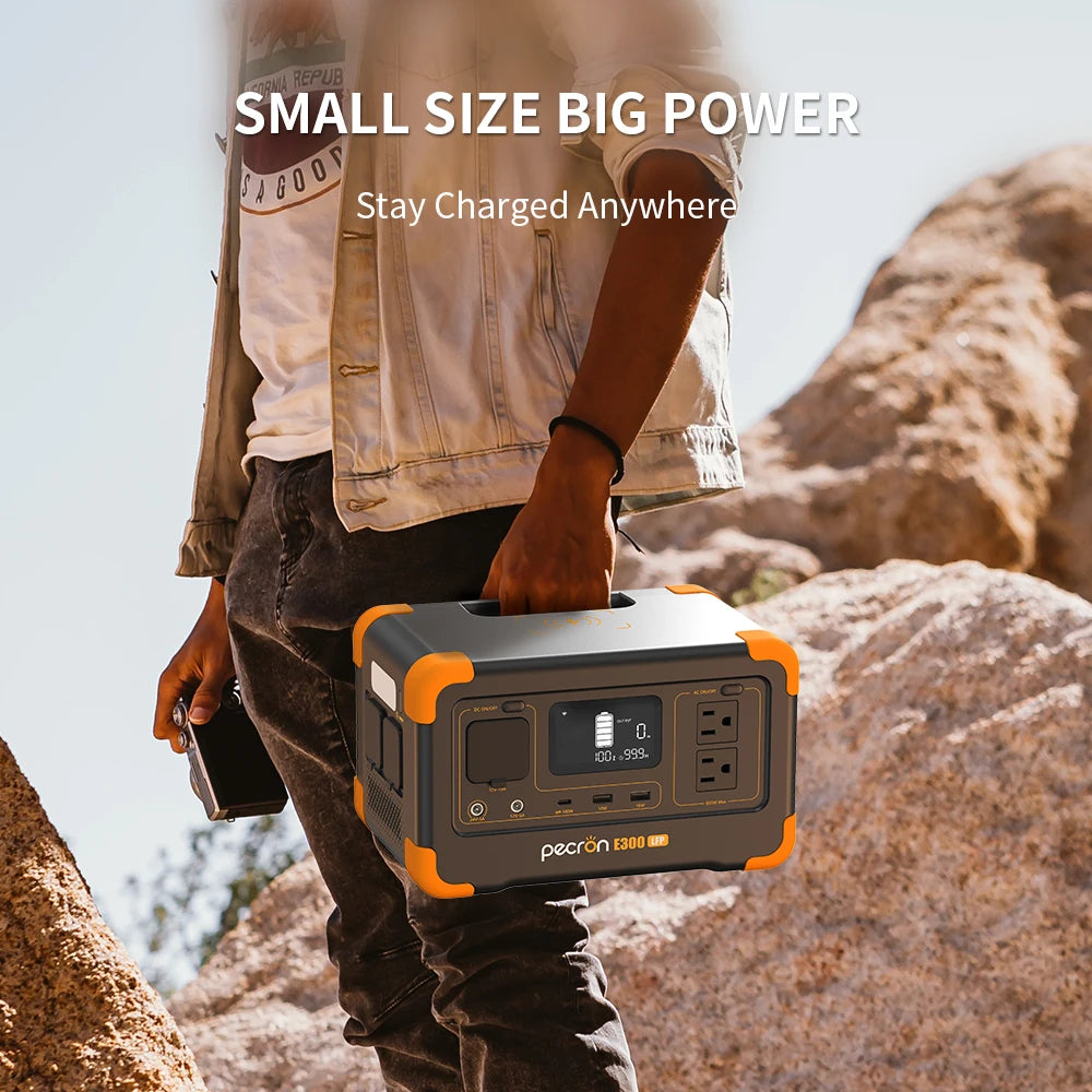 Pecorn E300LFP Portable Power Station and 100W Solar Panel