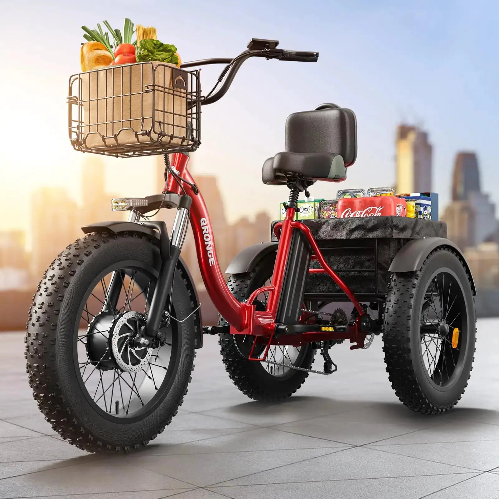 QRONGE Electric Bike for Adults 960W Peak 36V 13.5AH Battery Folding Electric Tricycle 50 Miles Range Fat Tire Electric Trike by Beastly Survival Outlet