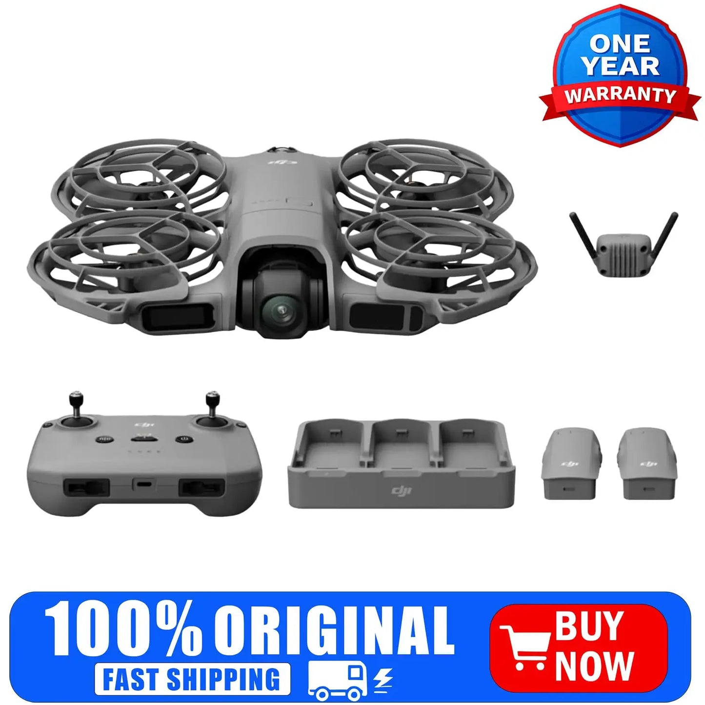DJI Neo 2 Fly More Combo w/ RC-N3, 4K Camera Drone for Beginners, Stable Digital Transmission, 3 Batteries by Beastly Survival Outlet