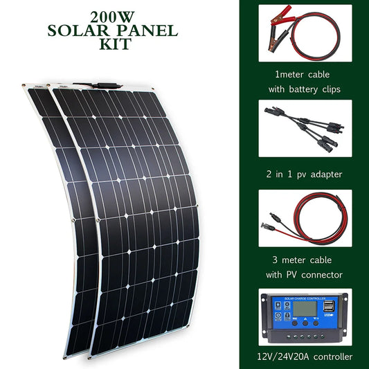 High Efficiency Solar Panel Kit 100W 200W 300W Flexible Charger