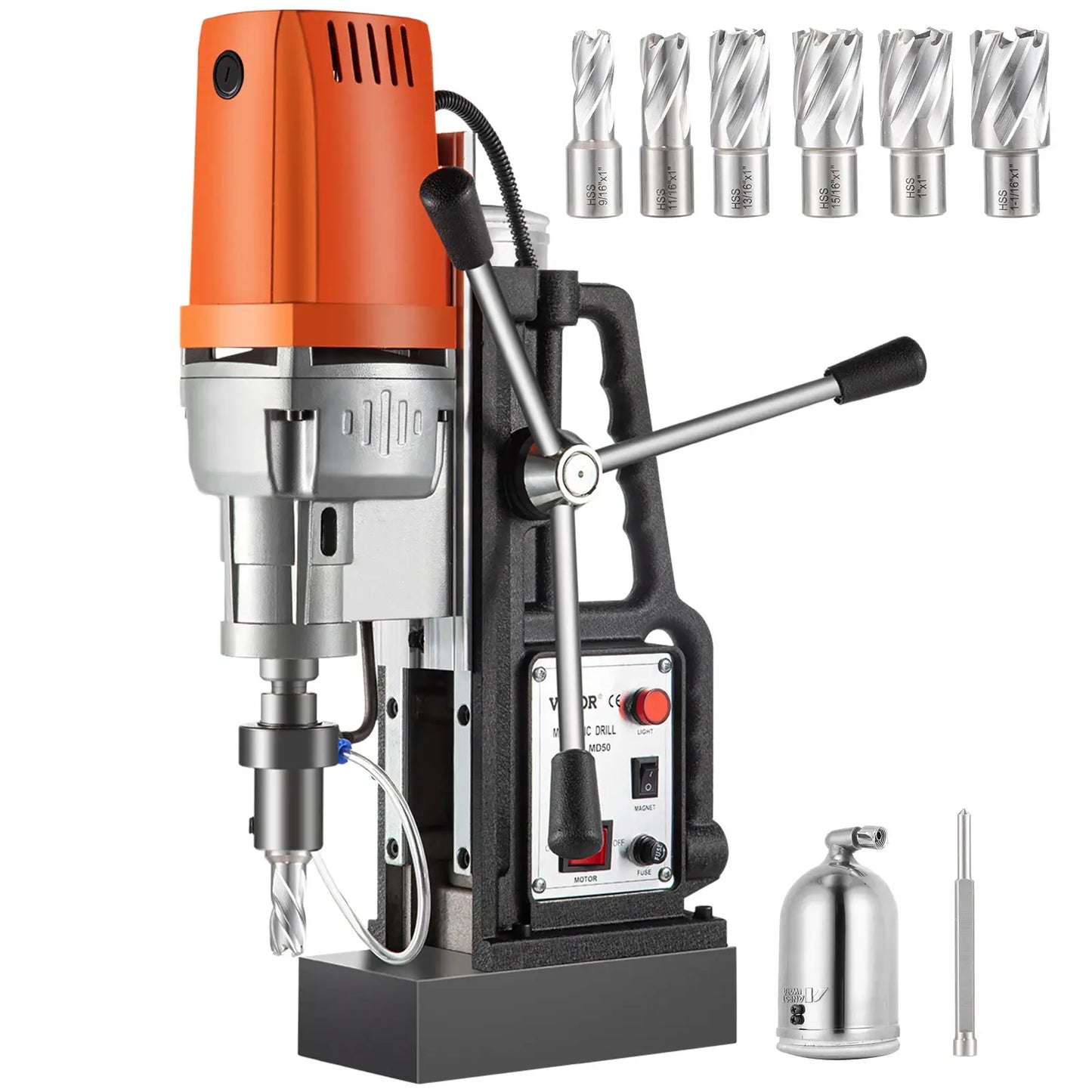 SucceBuy MD50 50mm Magnetic Drill Press Kit 1680W Electric Bench Drilling Machine 2900LBS Magnet with HSS Annular Cutter Bits by Beastly Survival Outlet