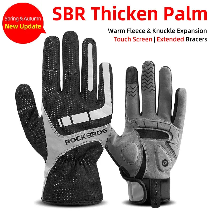 ROCKBROS Cycling Gloves Thermal Autumn Winter Gloves Windproof SBR Touch Screen Bike Gloves Full Finger Shockproof Sport Gloves by Beastly Survival Outlet ROCKBROS Cycling Gloves Thermal Autumn Winter Gloves Windproof SBR Touch Screen Bike Gloves Full Finger Shockproof Sport Gloves Beastly Survival Outlet