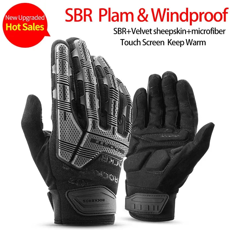 ROCKBROS Cycling Gloves Thermal Autumn Winter Gloves Windproof SBR Touch Screen Bike Gloves Full Finger Shockproof Sport Gloves by Beastly Survival Outlet ROCKBROS Cycling Gloves Thermal Autumn Winter Gloves Windproof SBR Touch Screen Bike Gloves Full Finger Shockproof Sport Gloves Beastly Survival Outlet
