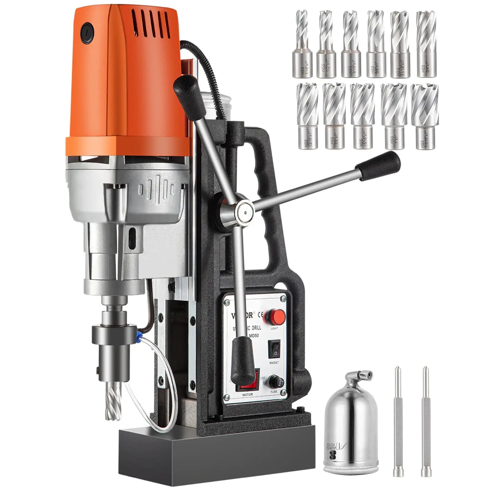 SucceBuy MD50 50mm Magnetic Drill Press Kit 1680W Electric Bench Drilling Machine 2900LBS Magnet with HSS Annular Cutter Bits by Beastly Survival Outlet