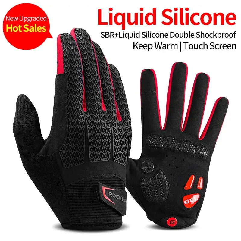 ROCKBROS Cycling Gloves Thermal Autumn Winter Gloves Windproof SBR Touch Screen Bike Gloves Full Finger Shockproof Sport Gloves by Beastly Survival Outlet ROCKBROS Cycling Gloves Thermal Autumn Winter Gloves Windproof SBR Touch Screen Bike Gloves Full Finger Shockproof Sport Gloves Beastly Survival Outlet