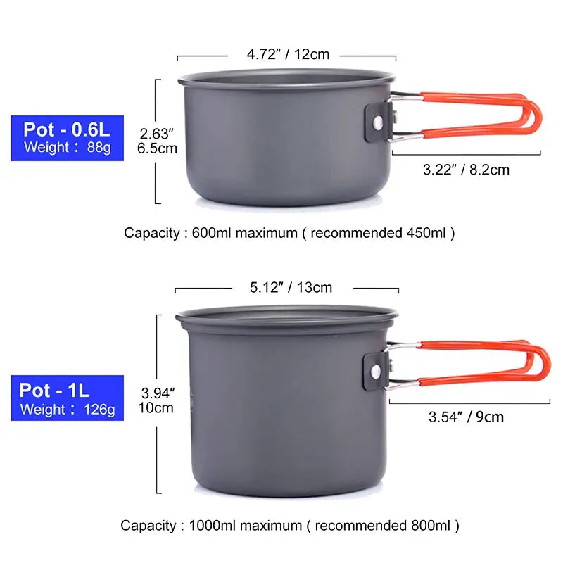 Widesea Camping Cookware Set Outdoor Tableware Equipment Supplies Burner Stove Folding Knife Fork Portable Pot Suit Tourism Cup by Beastly Survival Outlet