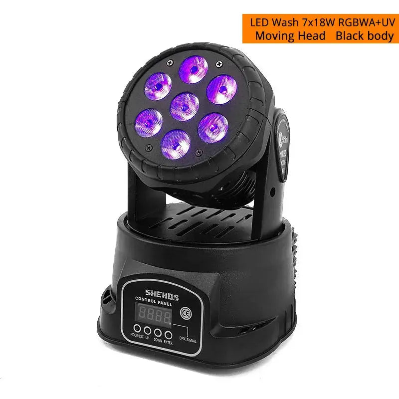 SHEHDS 1pcs LED 7x12W Par Light 7x18W RGBWA+UV Moving Head Light Wash DMX 512 DJ Dicso Nightclub Party Christmas Audience by Beastly Survival Outlet