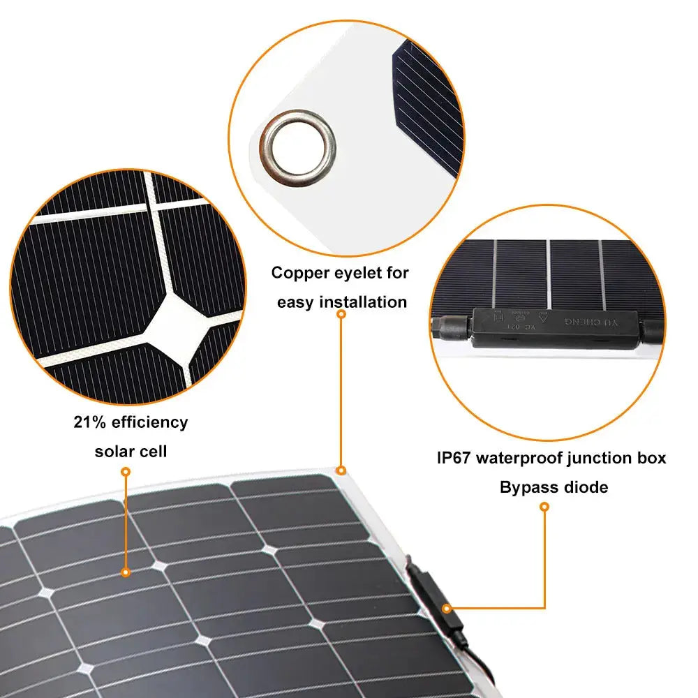 Ultra Flexible Solar Panel Kit 100W 200W 300W 12V 24V Charge by Beastly Survival Outlet