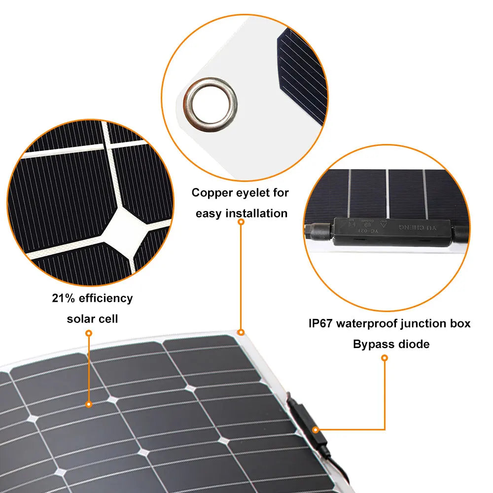 High Efficiency Solar Panel Kit 100W 200W 300W Flexible Charger