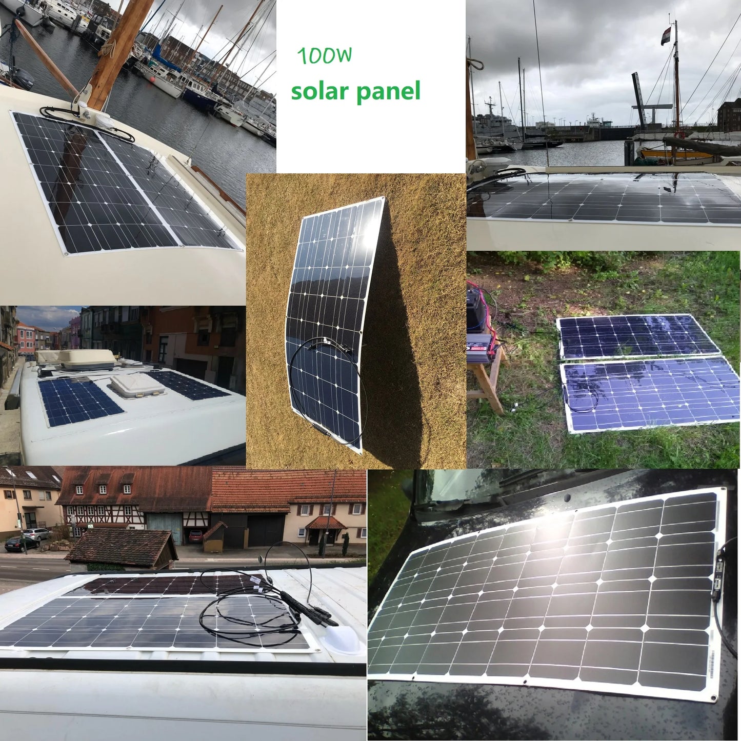 DGSUNLIGHT 100W Flexible Monocrystalline Solar Panel 12V 18V