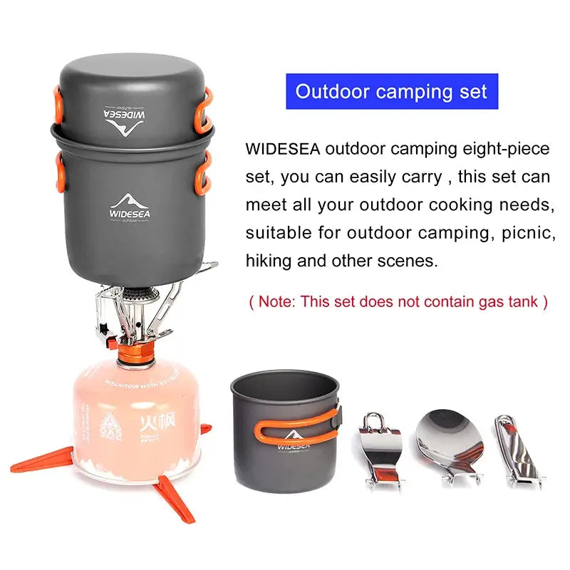 Widesea Camping Cookware Set Outdoor Tableware Equipment Supplies Burner Stove Folding Knife Fork Portable Pot Suit Tourism Cup by Beastly Survival Outlet