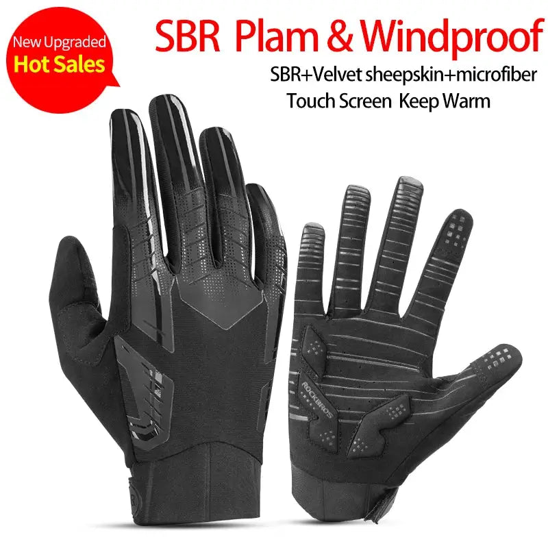 ROCKBROS Cycling Gloves Thermal Autumn Winter Gloves Windproof SBR Touch Screen Bike Gloves Full Finger Shockproof Sport Gloves by Beastly Survival Outlet ROCKBROS Cycling Gloves Thermal Autumn Winter Gloves Windproof SBR Touch Screen Bike Gloves Full Finger Shockproof Sport Gloves Beastly Survival Outlet
